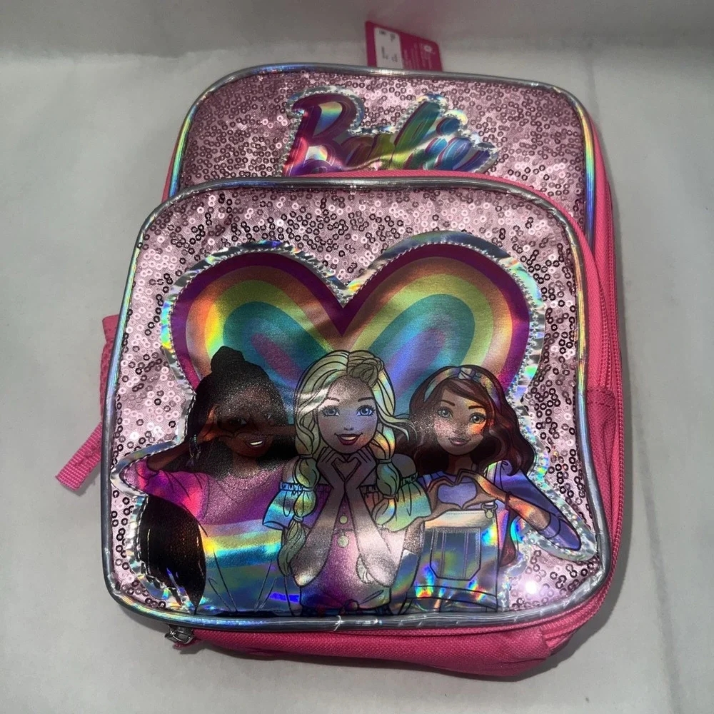 Barbie Rainbow Sequin Insulated Lunch Box Bag Pink New with Tags Girls Kids